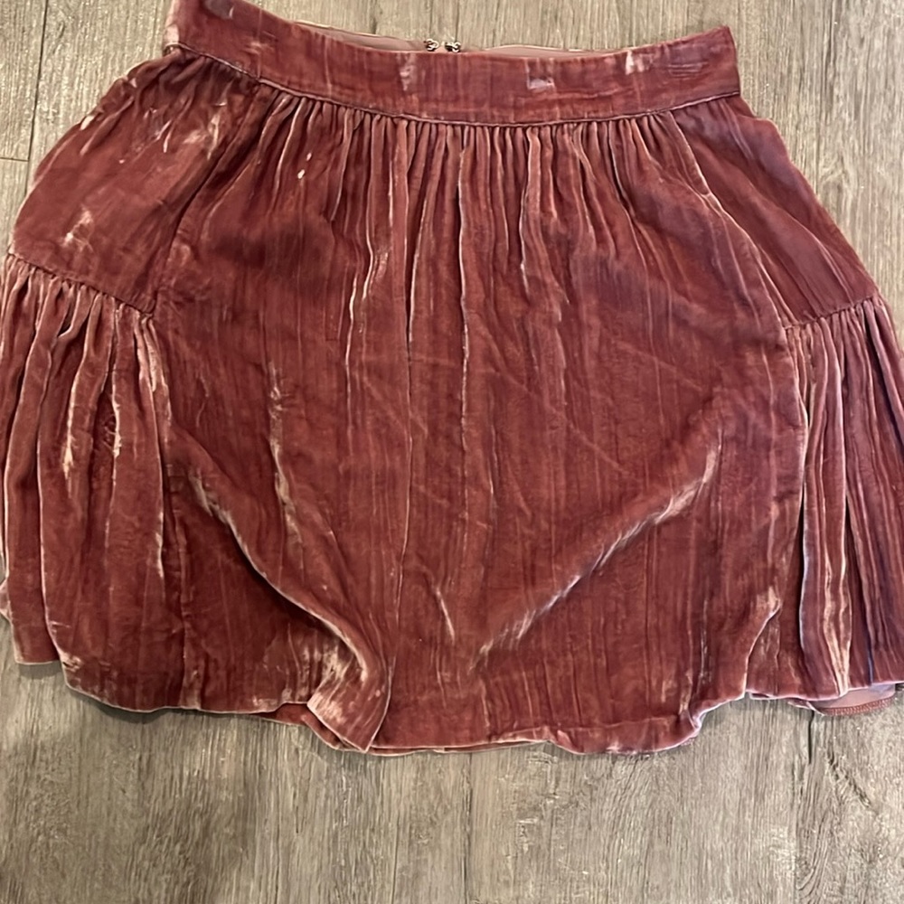 Madewell crushed velvet pink mini skirt